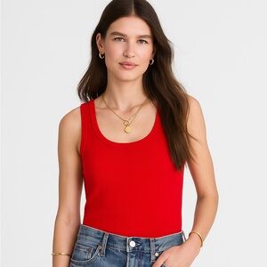 Madewell NWT (Re)generative Cotton Ribbed Scoopneck Tank Size Small Festival Red